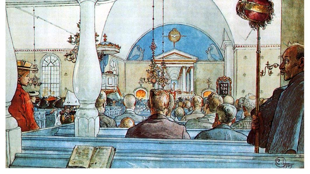 Карл Ларссон. В церкви. (фрагмент) 1905