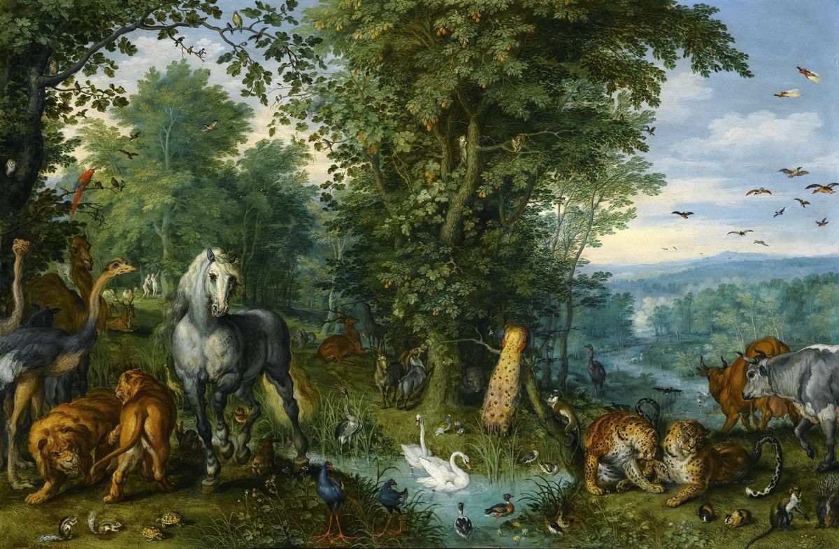 Ян Брейгель Старший. Райский сад с грехопадением. 1613.