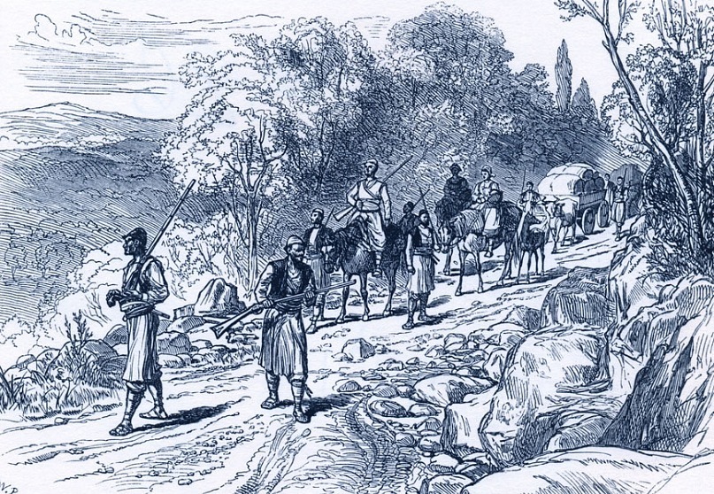 Сербские крестьяне идут на рынок. 1875