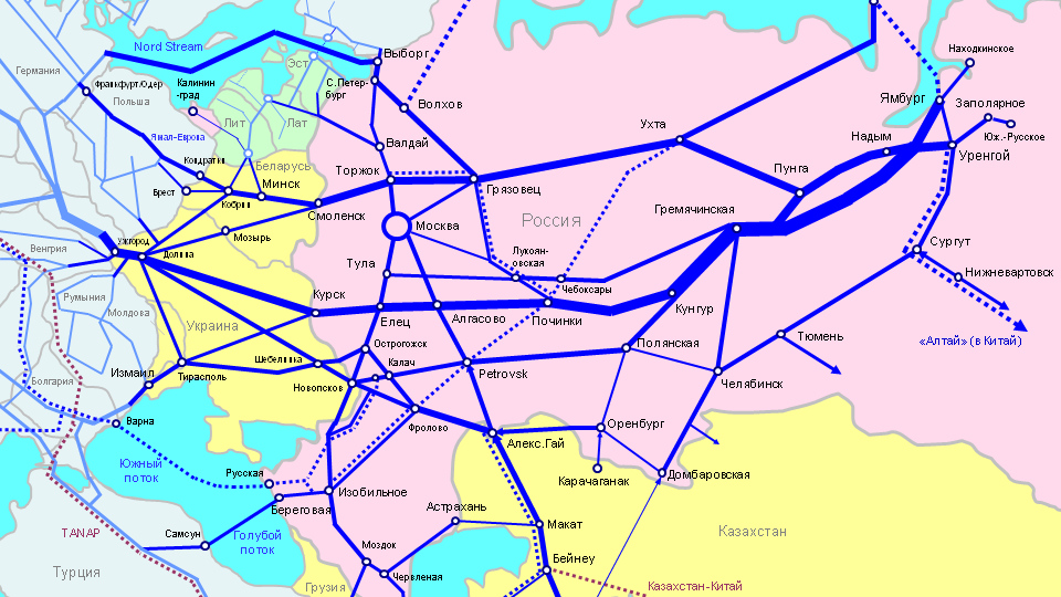 Карта газовых труб