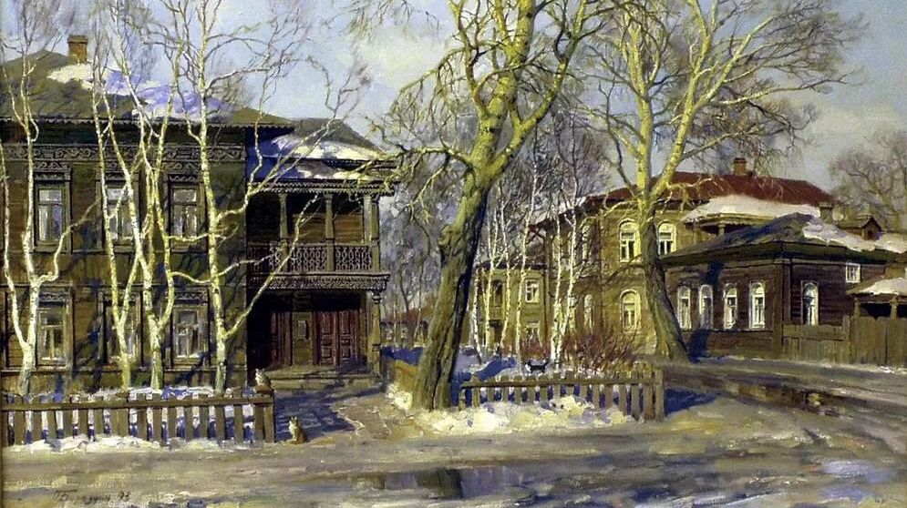 Олег Бороздин. Городской пейзаж Вологды (фрагмент). 1960 год.