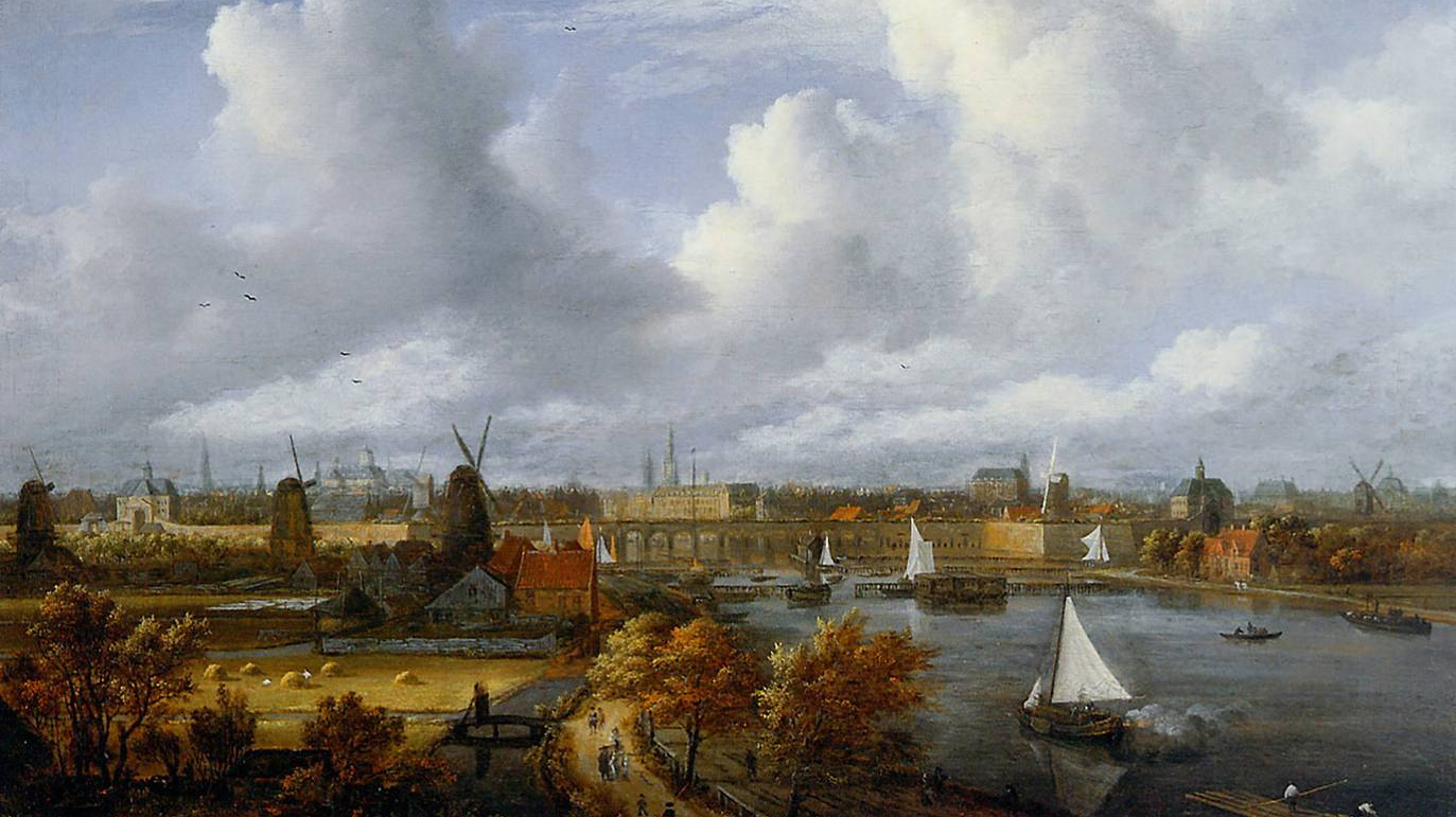 Якоб ван Рейсдал. Вид на Амстел с видом на Амстердам (фрагмент). Между 1671 и 1681 гг