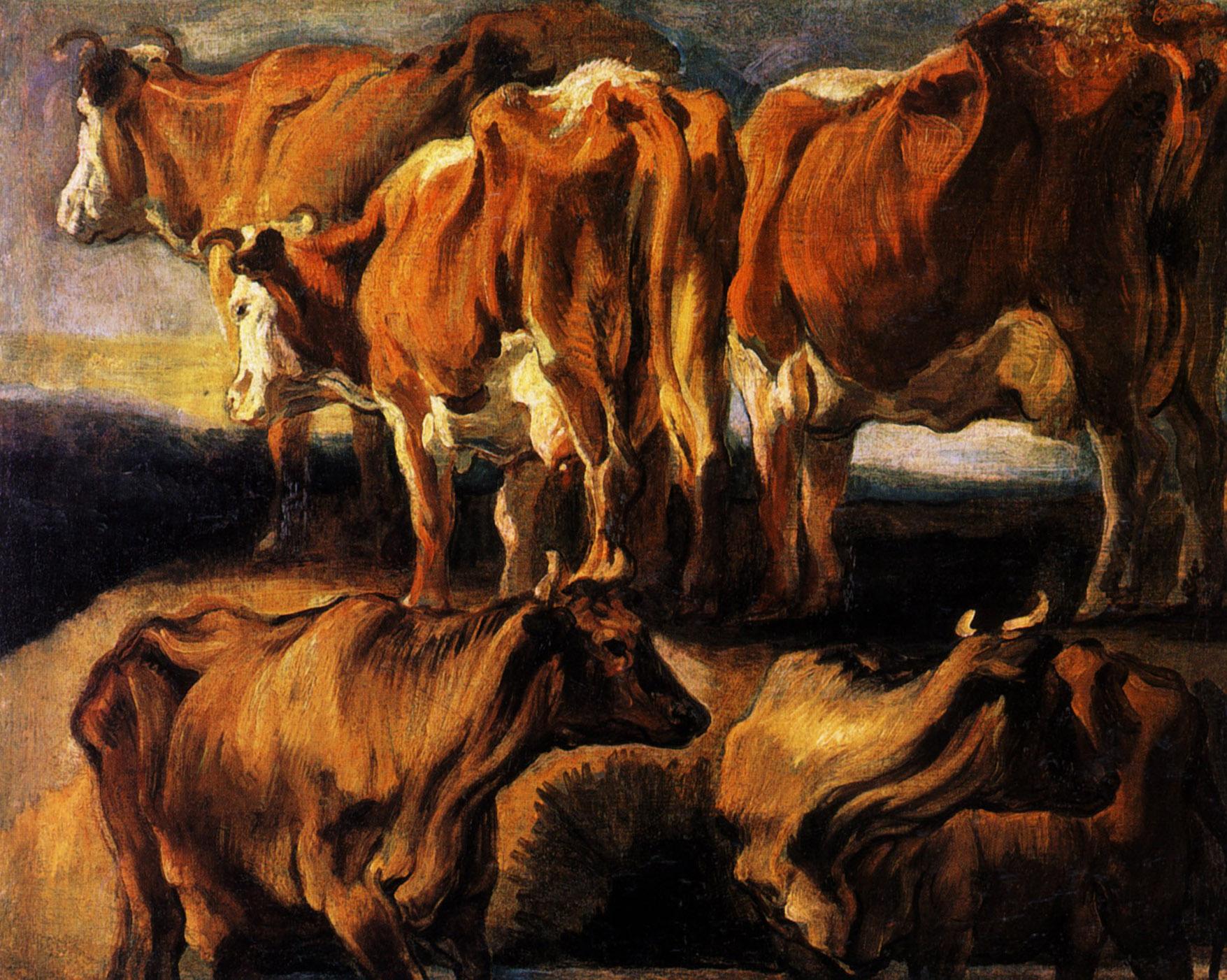 Йорданс Якоб. Изображения коровы на холсте. 1924