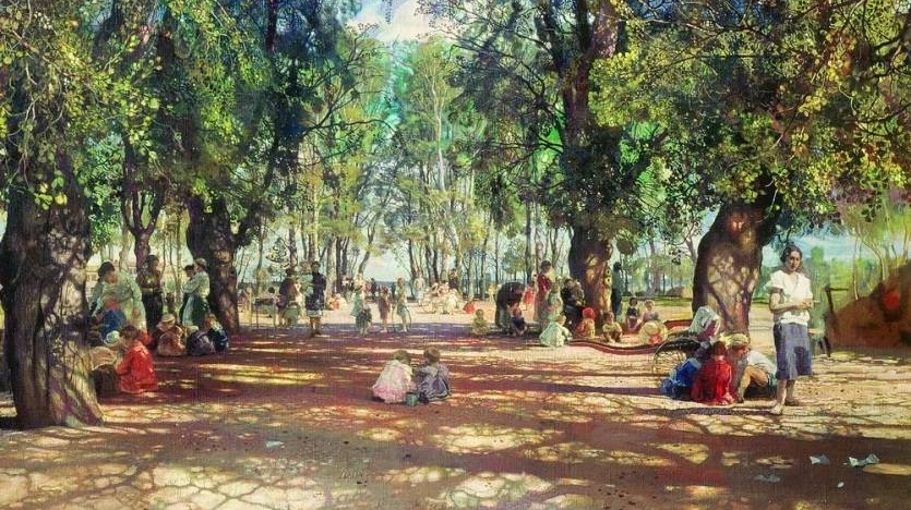 Исаак Бродский. Аллея парка (фрагмент). 1930