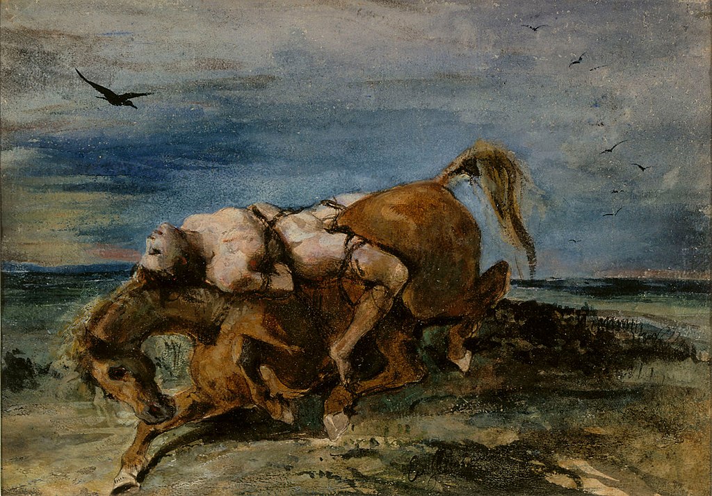Эжен Делакруа. Мазепа на мертвой лошади. 1824 год.