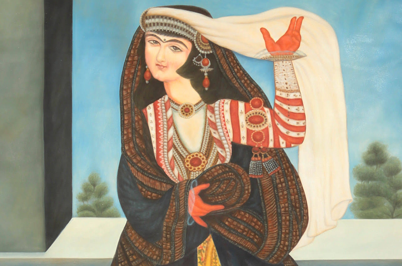 Молодая женщина в белой вуали, приписываемая Мухаммеду. Каджар, Персия, около 1845 года
