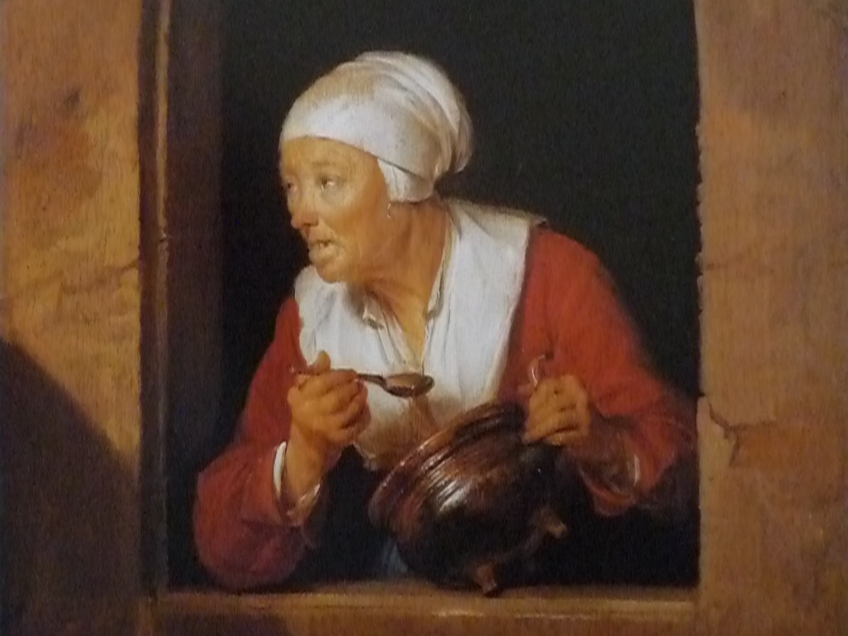 Геррит Доу. Скудная пища (фрагмент). 1665