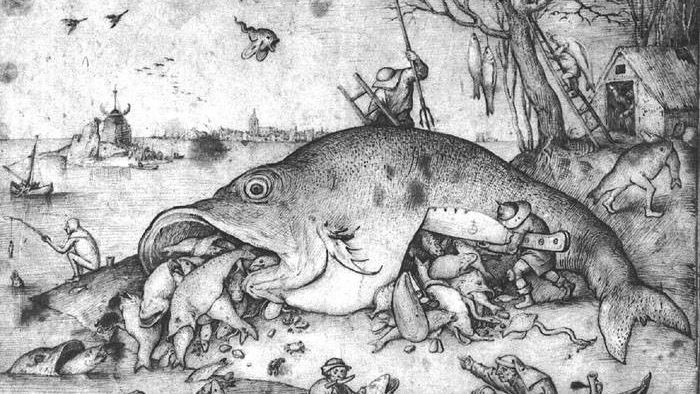 Питер Брейгель Старший. Большие рыбы пожирают маленьких. 1556