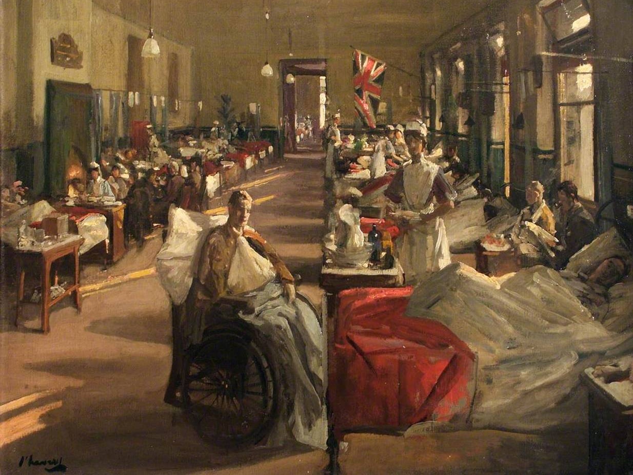 Джон Лавери. Первые раненые, Лондонский госпиталь (фрагмент). 1914