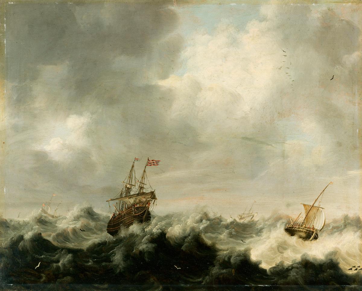 Питер ван дер Крос. Буря на море. 1680