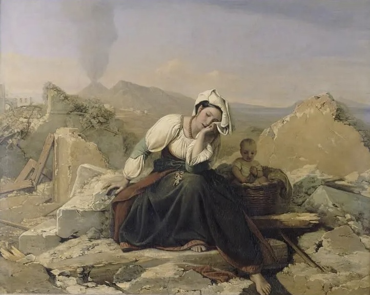 Луи Леопольд Роберт. Неаполитанская женщина плачет на руинах своего дома после землетрясения. 1830