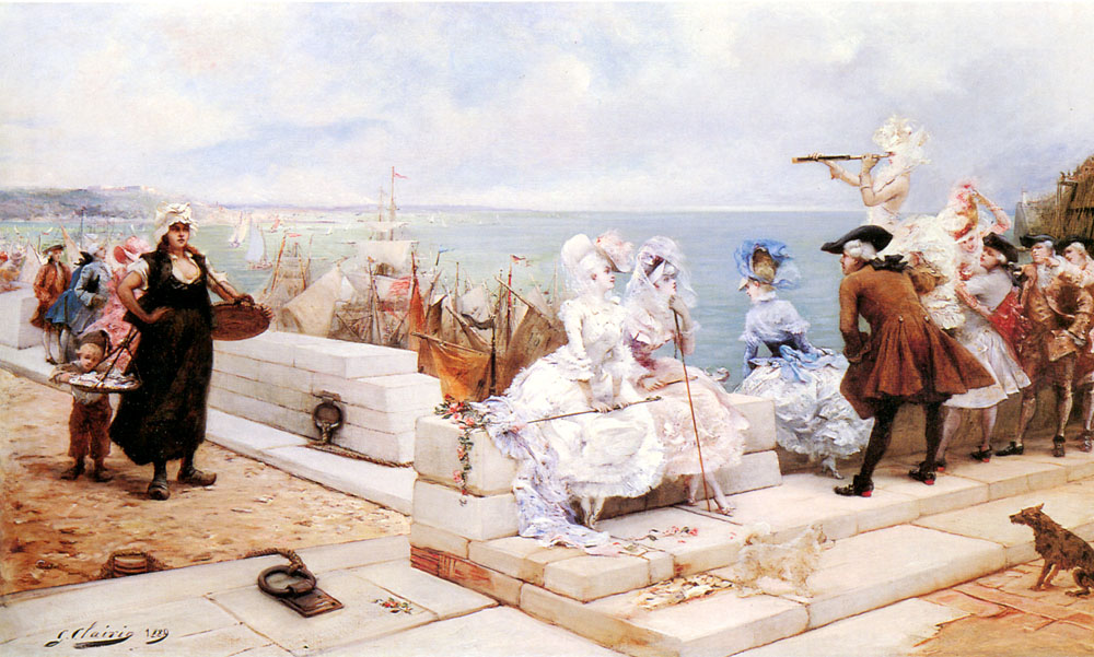 Жорж Клерин. Элегантные фигуры наблюдают за регатой. 1889