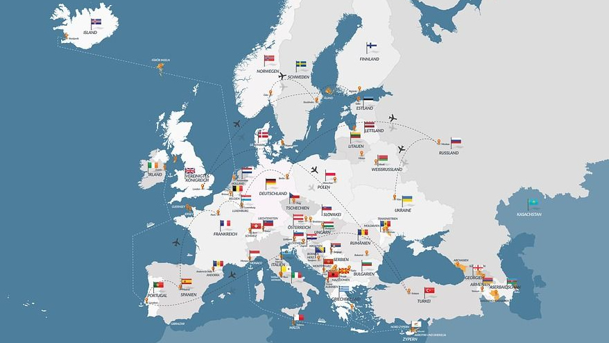 Карта Европы, (фрагмент)