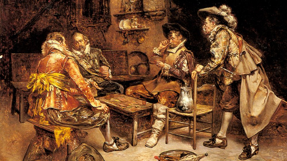Максимо Кабальеро. Кавалеры, играющие в карты (фрагмент). 1901