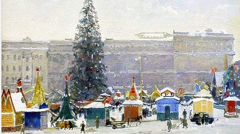 Сергей Пичугин. Пушкинская площадь (фрагмент). 1947