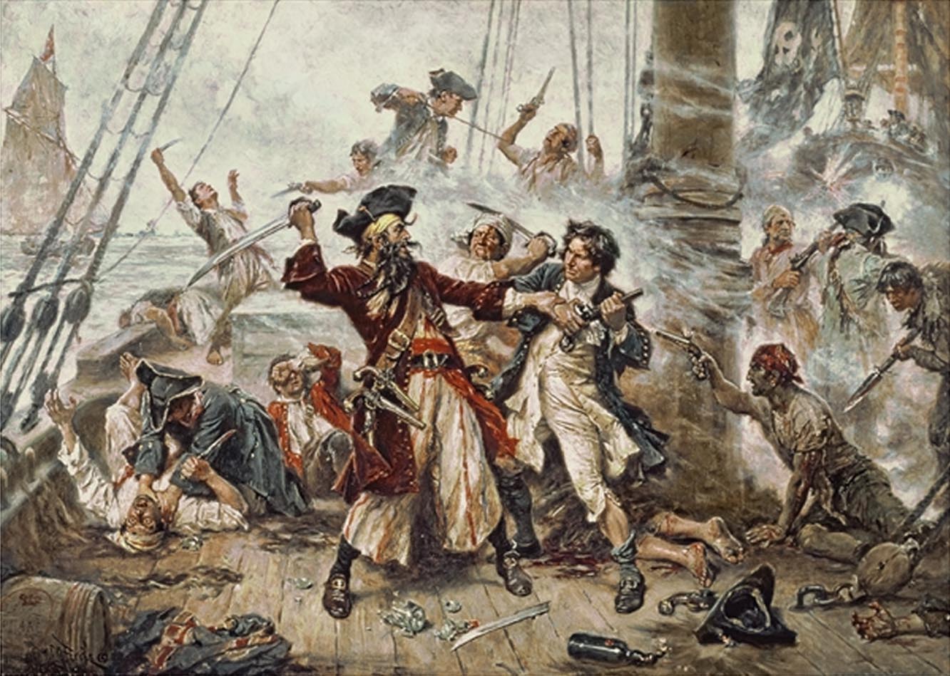 Жан Леон Жером Феррис. Захват пирата Чёрная Борода. 1718.