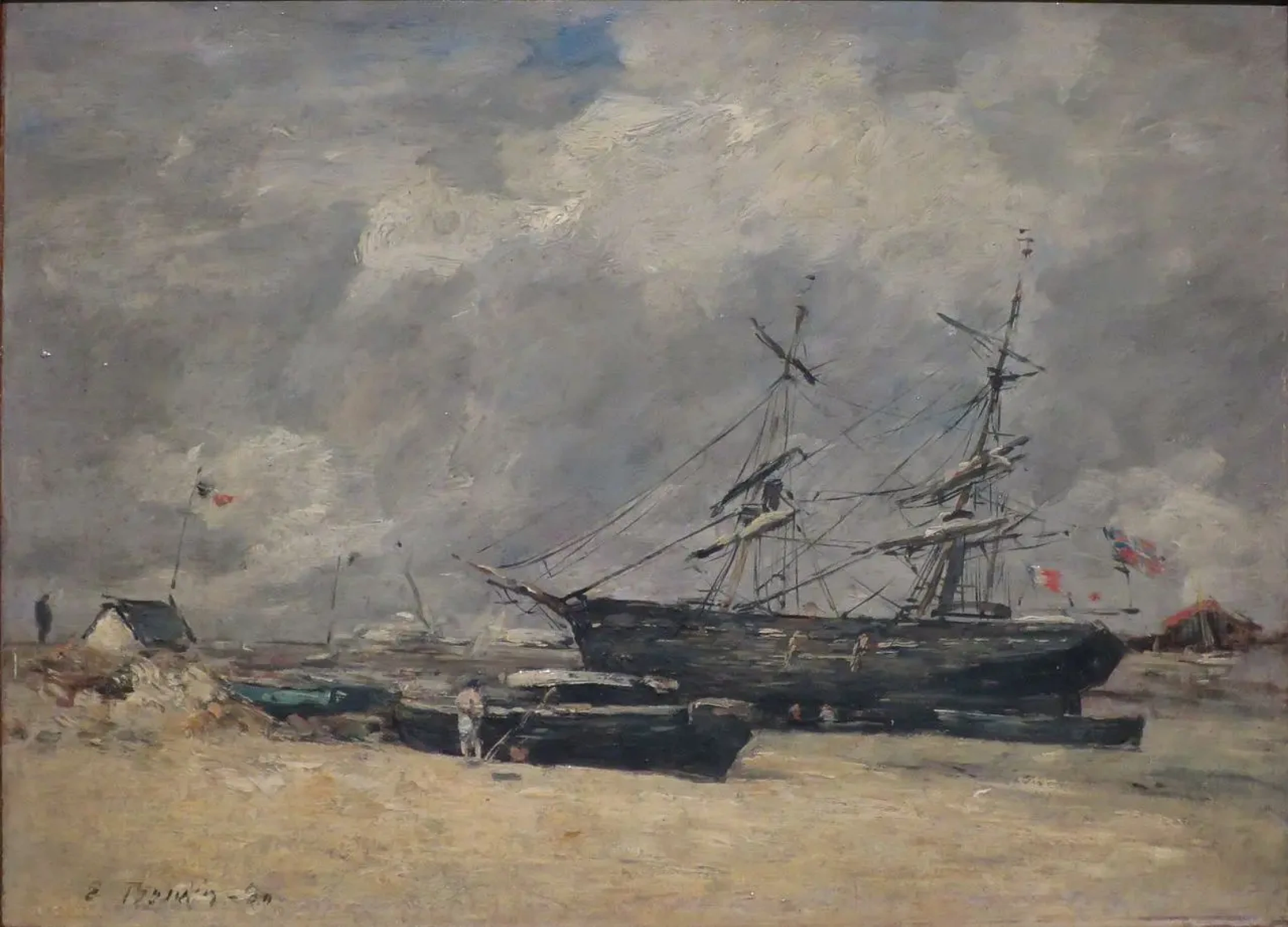 Эжен Буден. Рыбачьи лодки на морском берегу. 1880
