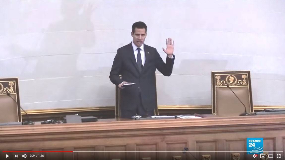 Хуан Гуайдо в парламенте Венесуэлы Цитата из видео «Juan Guaido: The face of Venezuela’s anti-Maduro movement» пользователя «FRANCE 24 English». youtube.com