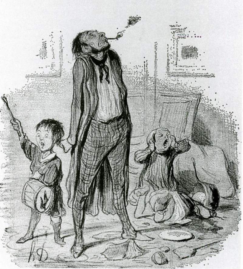 Оноре Домье. Поэт сочиняет классическую эклогу о тихой деревенской жизни. 1840