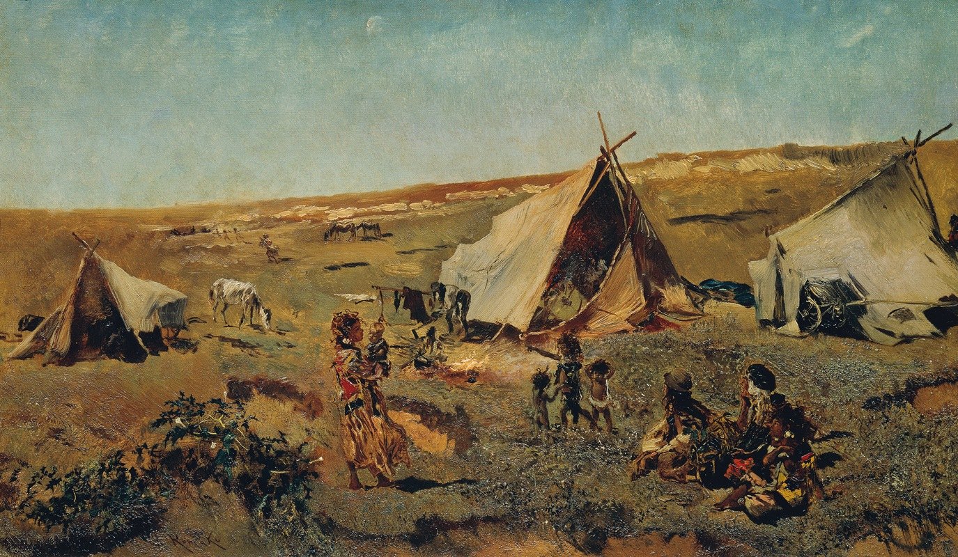 Антон Ромако. Цыганский лагерь в Пуште. 1875-1880