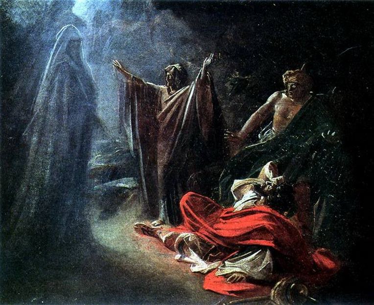 Николай Николаевич Ге. Аэндорская волшебница вызывает тень Самуила. 1856