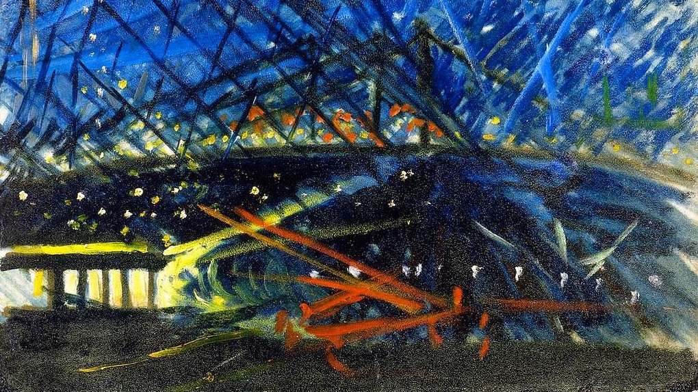 Джозеф Стелла. Бруклинский мост ночью. 1918