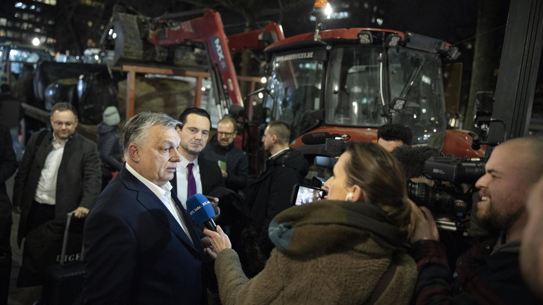 Премьер-министр Венгрии Виктор Орбан на акции протеста фермеров в Брюсселе