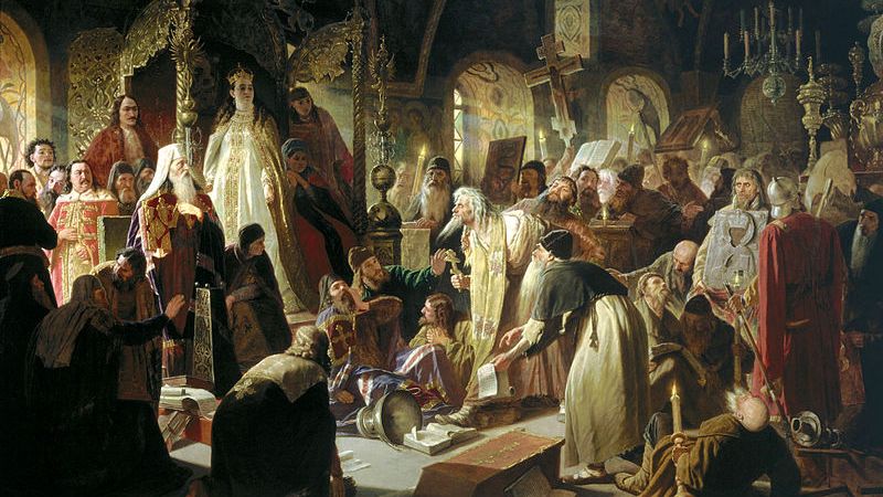 Василий Перов. Никита Пустосвят. Спор о вере. 1856