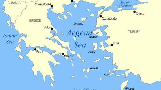 Эгейское море на карте