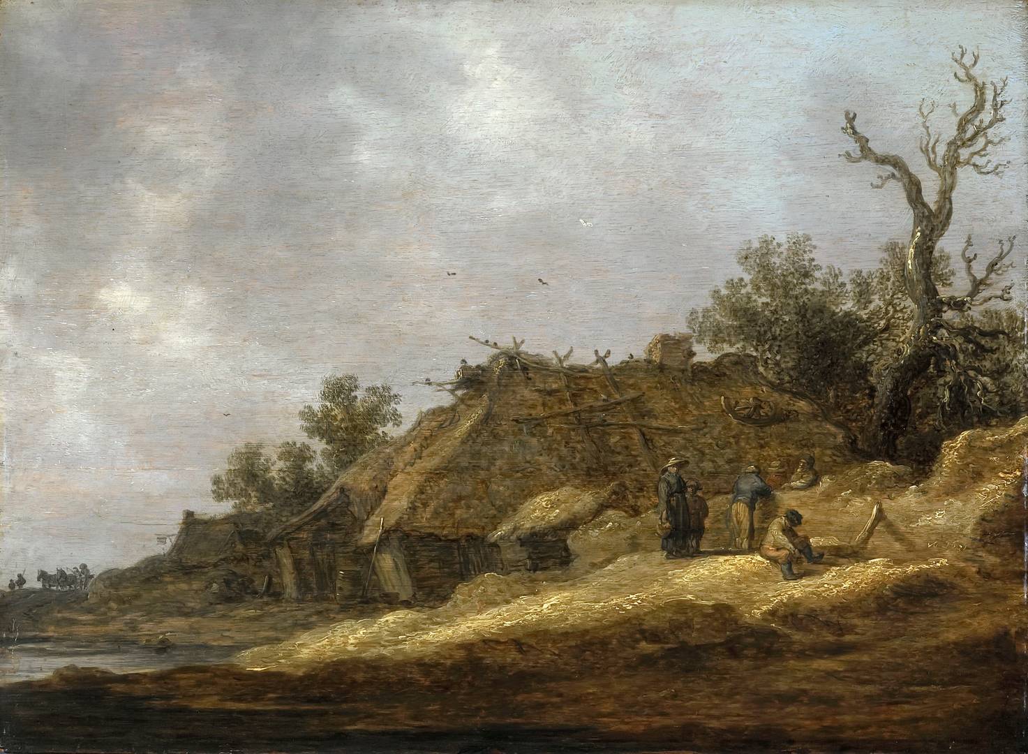 Ян ван Гойен. Пейзаж с ветхой хижиной и крестьянами. 1631