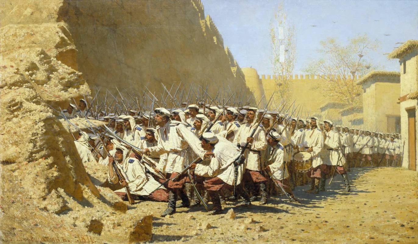 Василий Верещагин. У крепостной стены (Пусть войдут). 1871
