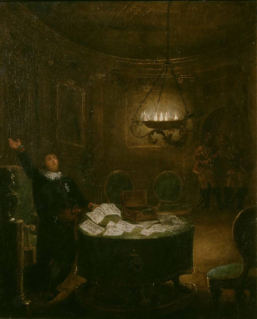 Пер Хёрберг. Президент Густав Адольф Рейтерхольм открывает письма в Арменцке в Стокгольмском замке в 1794 году