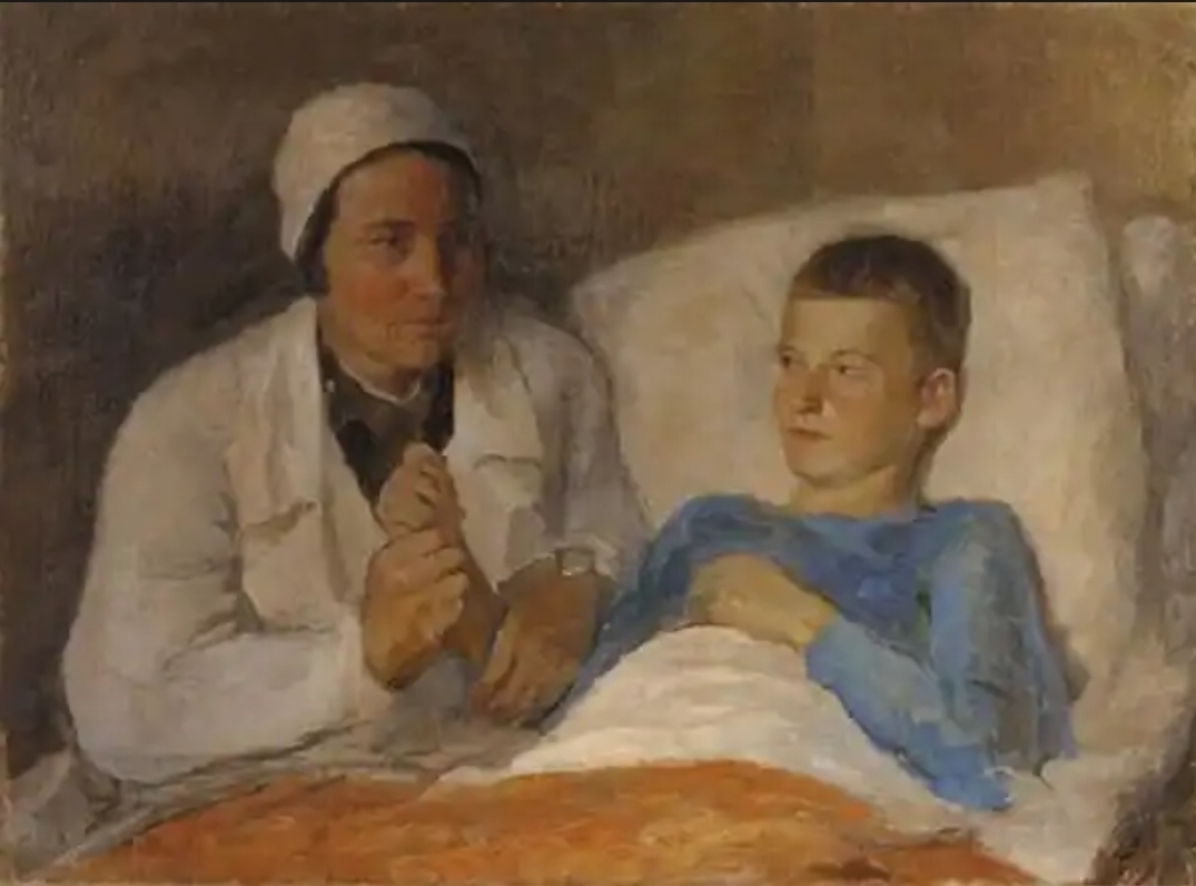 Т. Гиппиус. Военврач с мальчиком. 1930