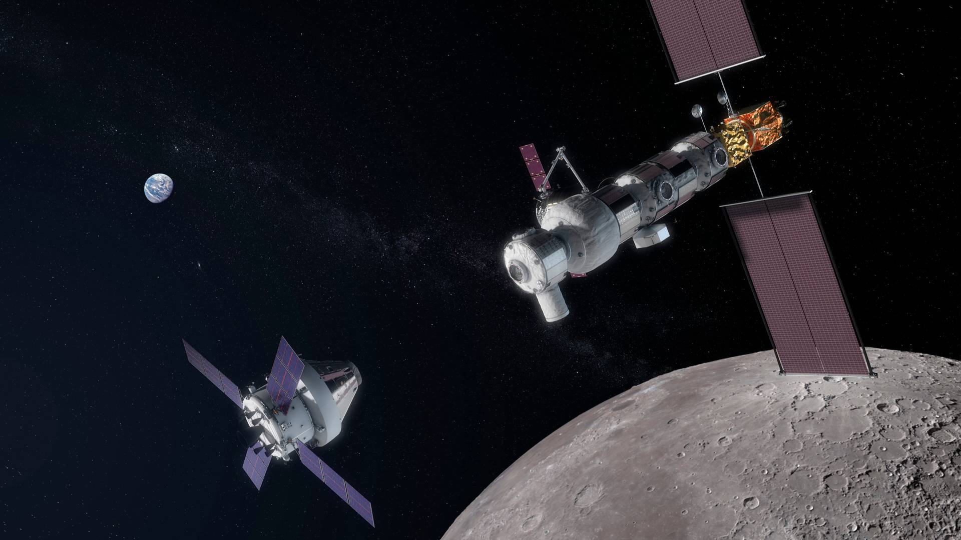 Иллюстрация лунной орбитальной платформы космической программы НАСА «Артемида»