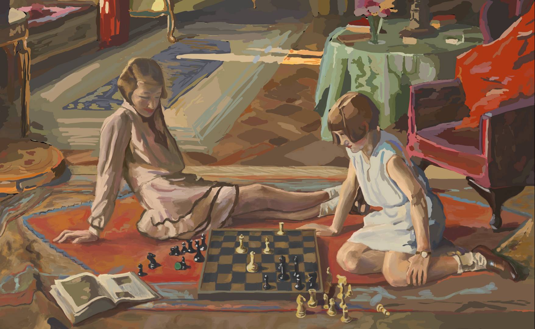 Джон Лавери. Шахматистки (фрагмент). 1929