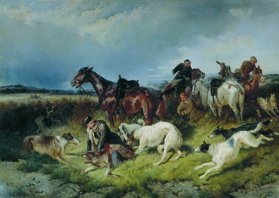 Николай Сверчков. Охота на волка. 1873