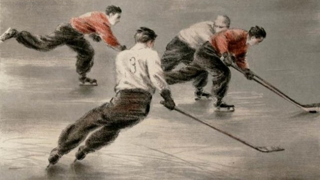 Николай Хогут. Хоккей (фрагмент). 1950