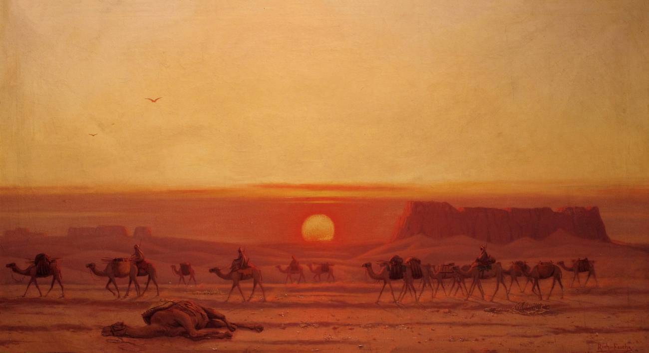Рихард Фукс. Караван в пустыне. Конец XIX века