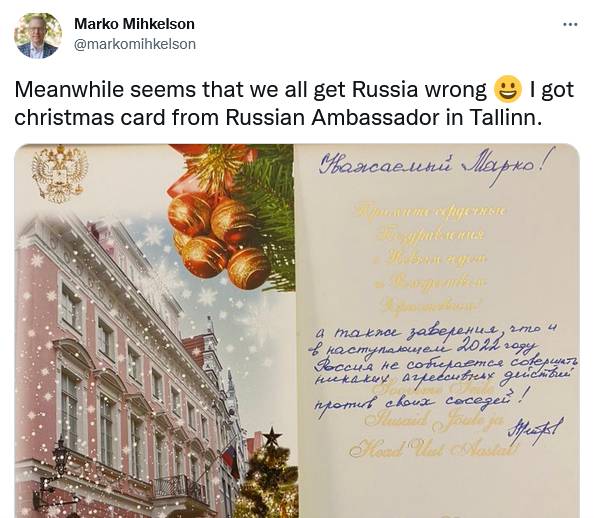 Скриншот публикации Марко Михкельсона в Twitter