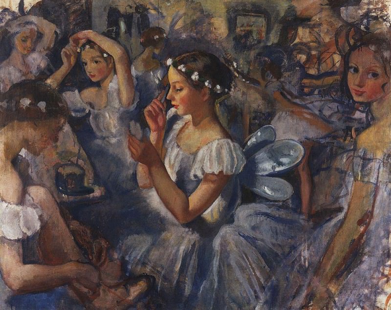 Зинаида Серебрякова. Девочки сильфиды. Балет Шопениана. 1924