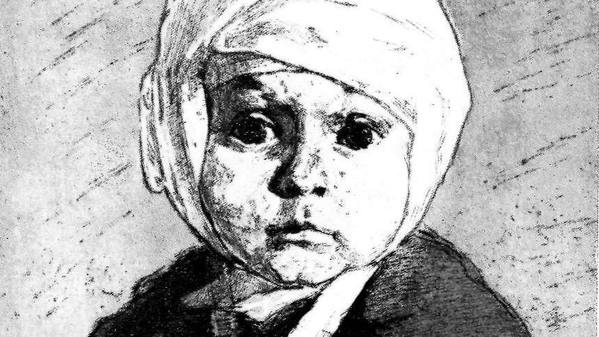 Харшак Александр Исаакович. Раненный ребёнок. 1947 (фрагмент)