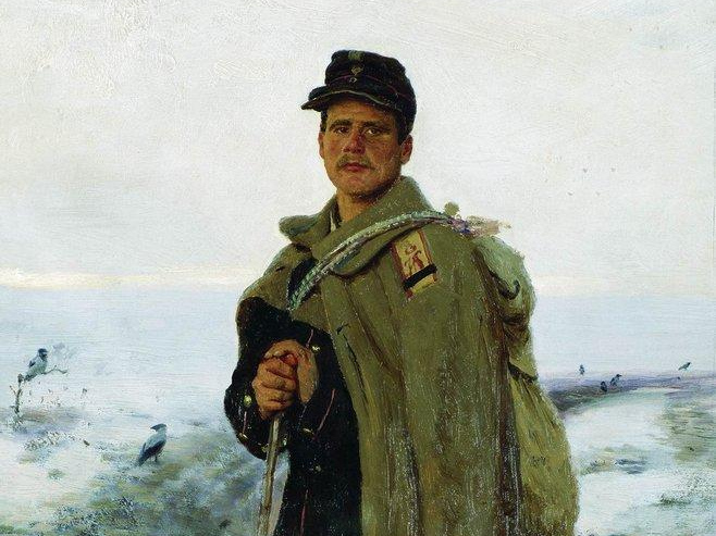 Илья Репин. На родину. Герой минувшей войны (фрагмент). 1878
