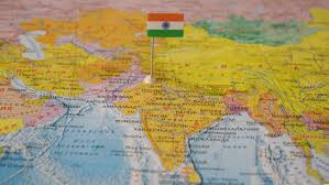 Индия с флагом на карте мира. 08.11.17
