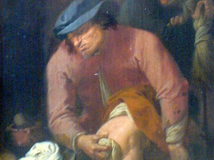 Адриан Брауэр. Неприятные отцовские обязанности. Запах (фрагмент). Около 1631