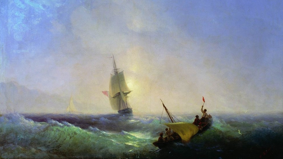 Иван Айвазовский. Спасающиеся от кораблекрушения (фрагмент). 1844