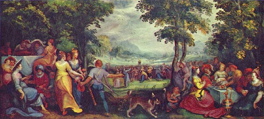 Карел ван Мандер. Сыны Израиля, пляшущие вокруг золотого тельца. Ок. 1680