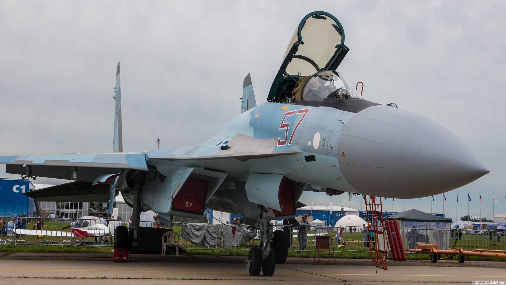 Многоцелевой истребитель Су-35С. МАКС Раменское. 22.07.2017