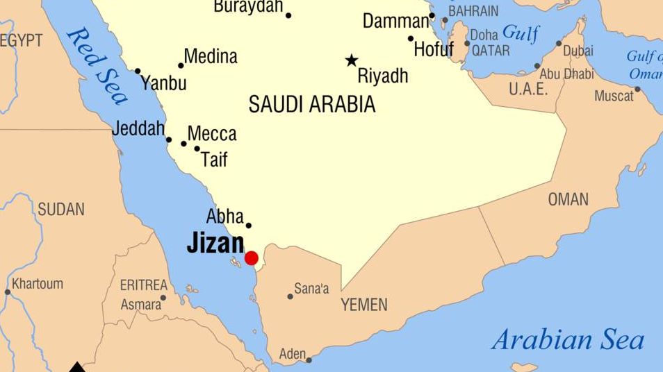 Город Джизан на карте. Саудовская Аравия