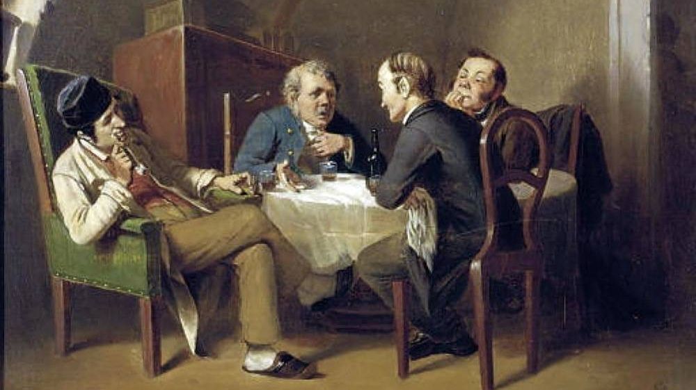 Василий Перов. Разговор за круглым столом (фрагмент). 1866