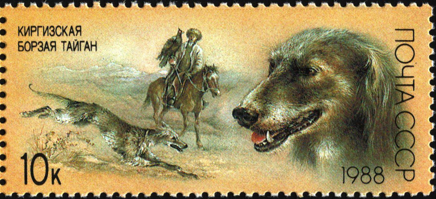 Советская почтовая марка 1988 года об охоте салбуурун